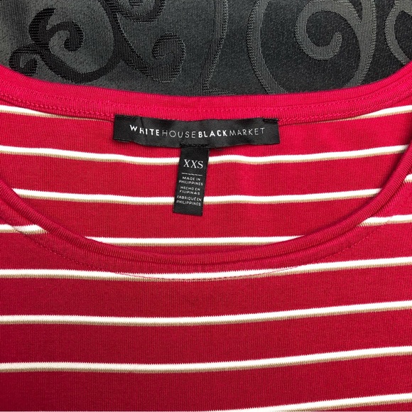 White House Black Market(WHBM) Flounce-Sleeve Stripe Knit Shift Dress - Picture 4 of 6